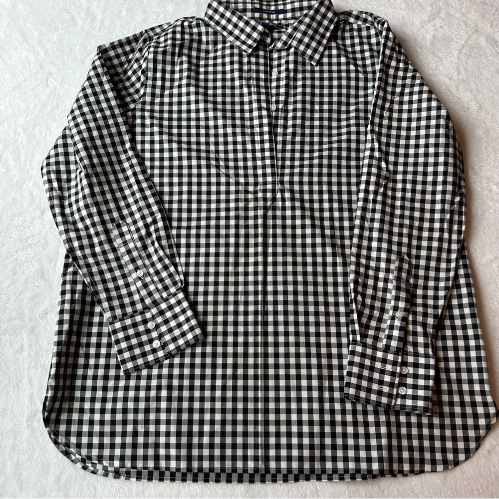 LANDS’ END BLACK AND WHITE CHECK TUNIC TOP